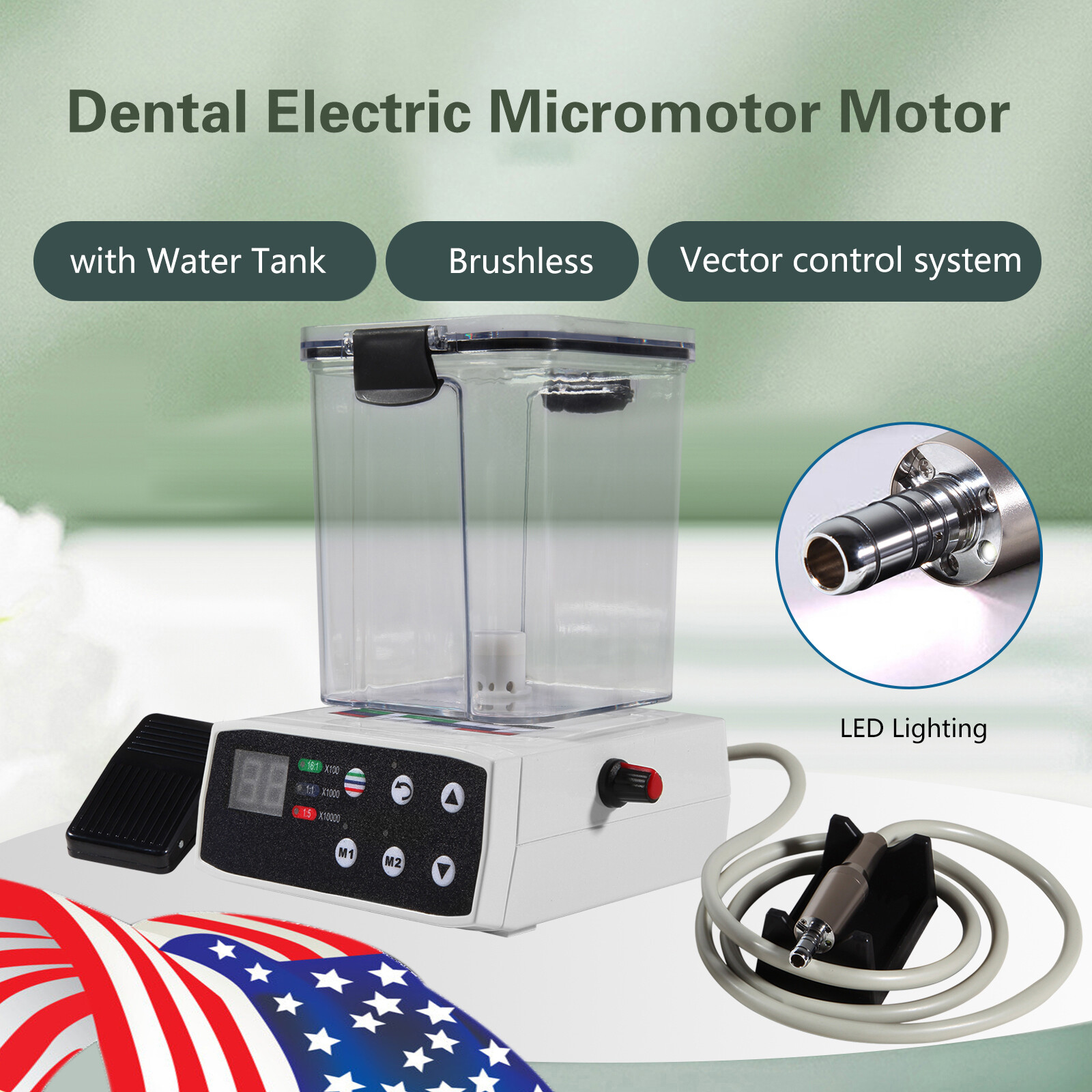 Dental Brushless LED Electric Motor fit 1:1 /1:5 /16:1 For Lab Practice UPS