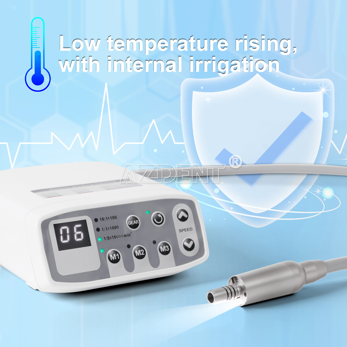 AZDENT Dental Electric Micro Motor Brushless LED 1:5/1:1/16:1/1:4.2 Handpiece