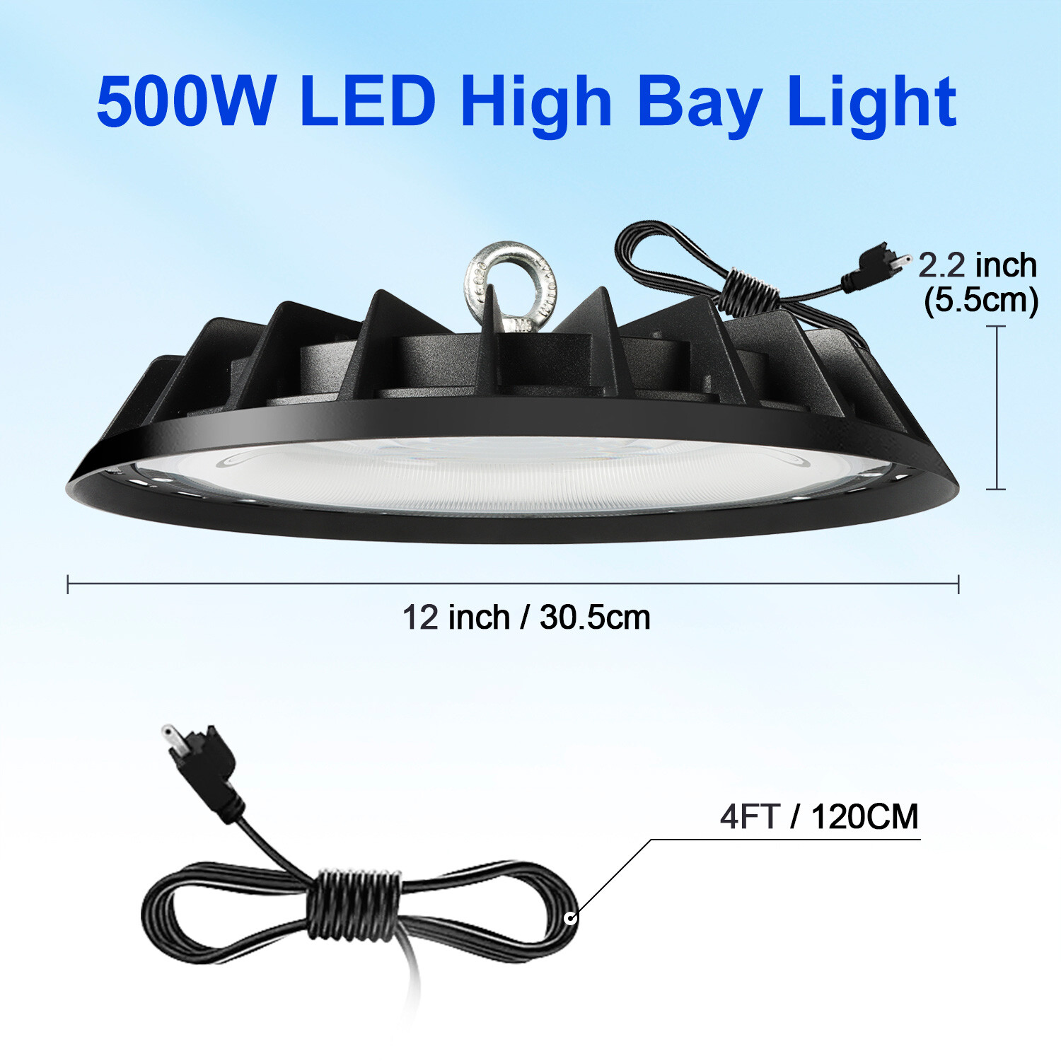 500W UFO LED High Bay Light Industrial Warehouse Factory Shop Bay Lighting 2Pack