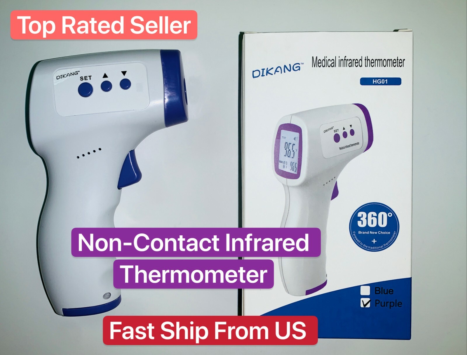 Medical No-Contact Body Forehead IR Infrared Digital Thermometer CE&FDA Approved