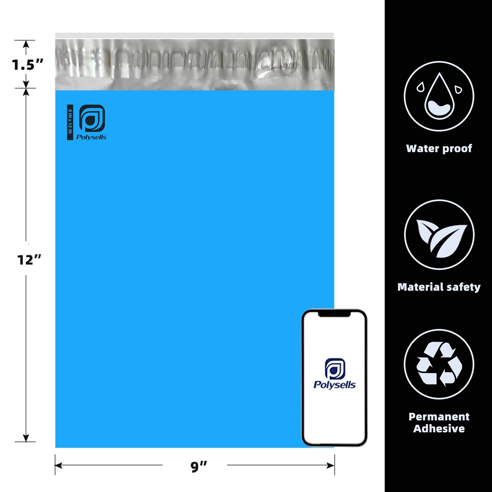 1000 9×12 Poly Mailers Envelopes Self Sealing Shipping Mailers Blue POLYSELLS