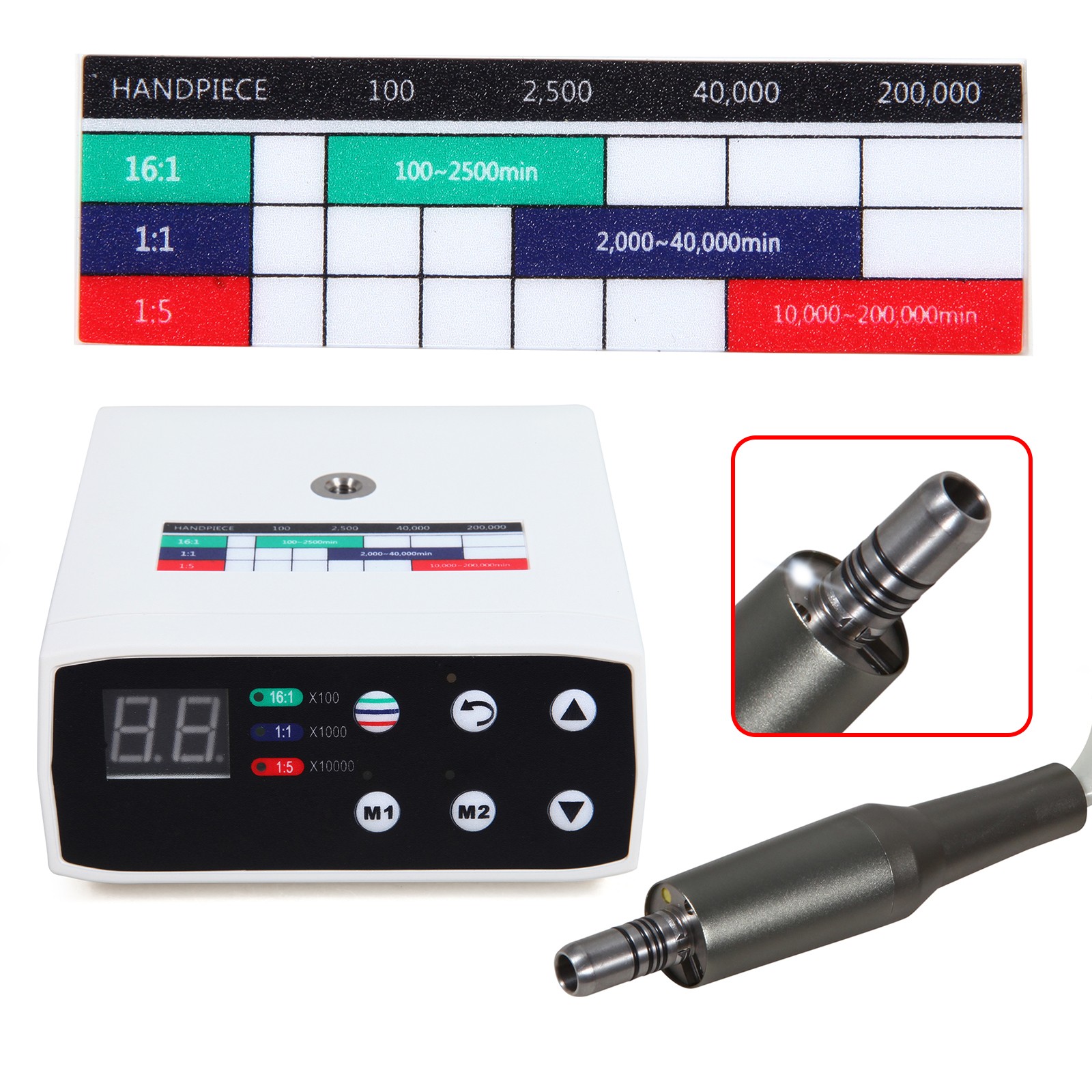 SANDENT LED Electric Brushless Micro Motor/1:5 Fiber Optic Increase Contra Angle