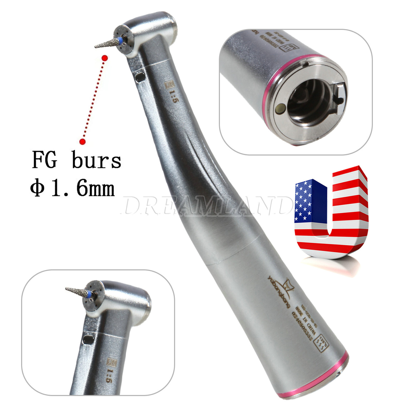 5 pcs Dental 1:5 LED Contra Angle Increasing Handpiece Fit NSK Electric Motor